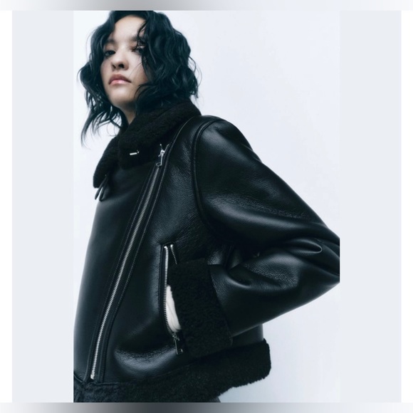 Zara fur lined leather jacket - Picture 3 of 7